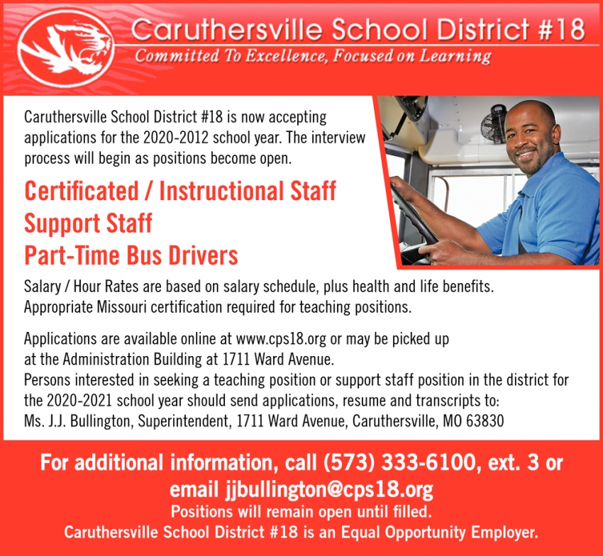 Various Job Openings, Caruthersville School District 18