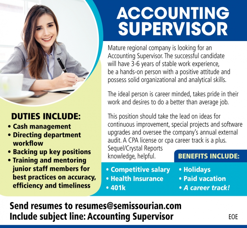 Accounting Supervisor, Cape Girardeau, MO