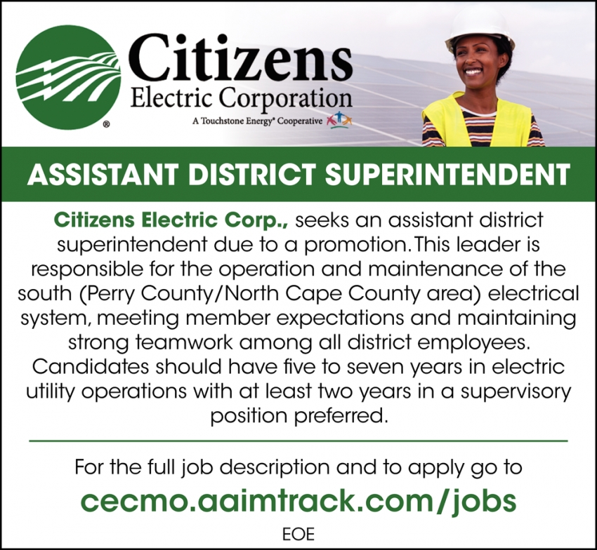 Assistant District Superintendent, Citizens Electric Corporation