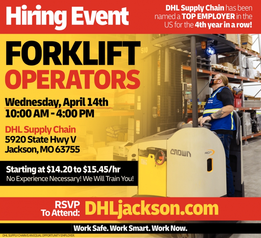 Forklift Operators, DHL Supply Chain Jackson, Jackson, MO
