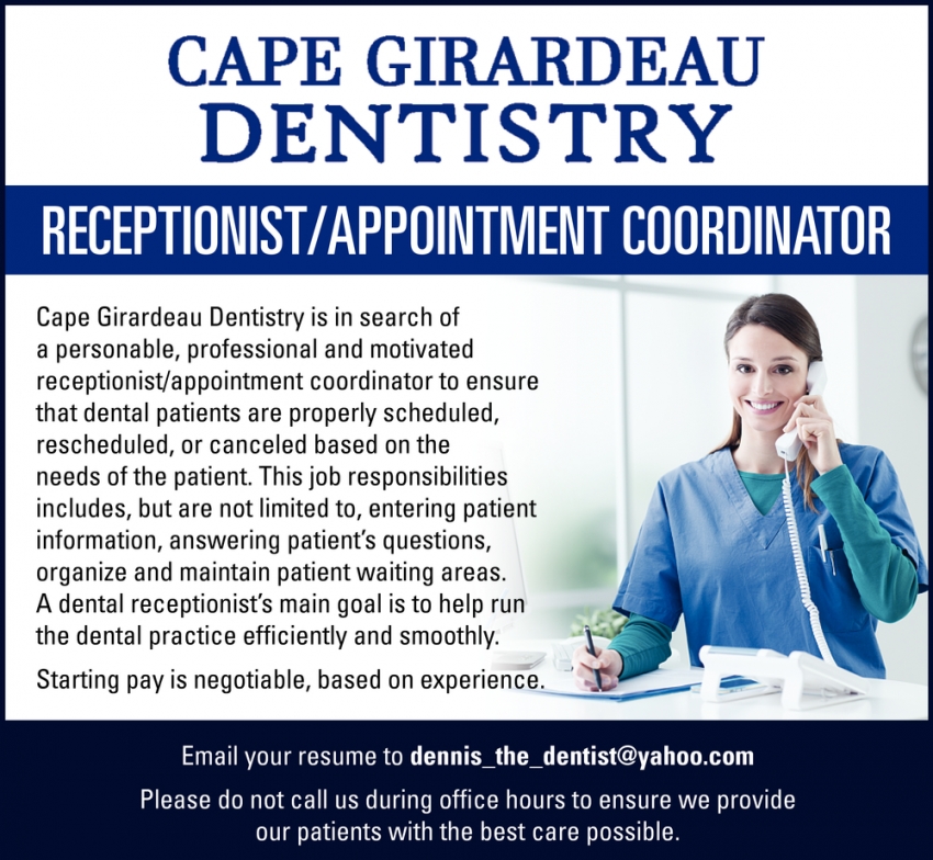 receptionist-appointment-coordinator-cape-girardeau-dentistry