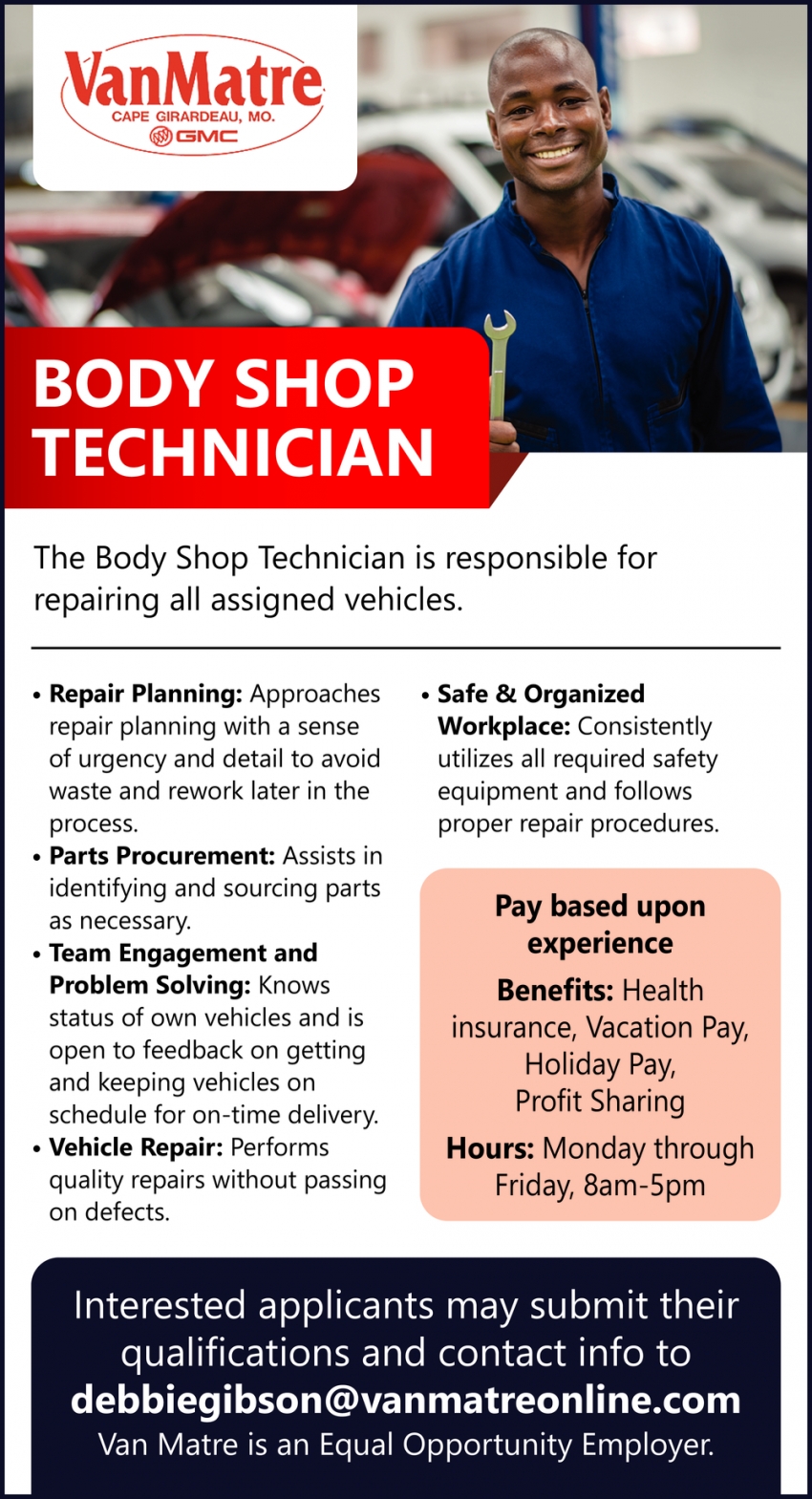 Body Shop Technician, Van Matre