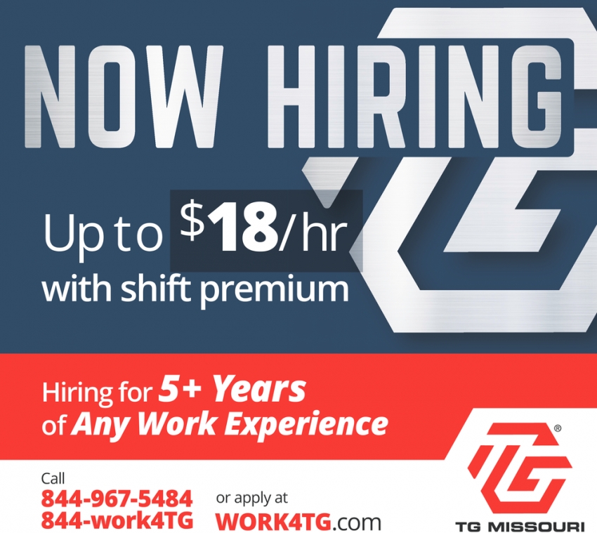 Any Work Experience, TG Missouri, Perryville, MO