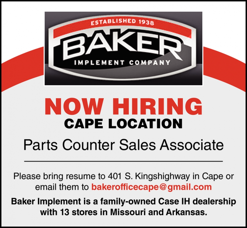 Parts Counter Sales Associate, Baker Implement Company, Cape Girardeau, MO search engine optimization company example