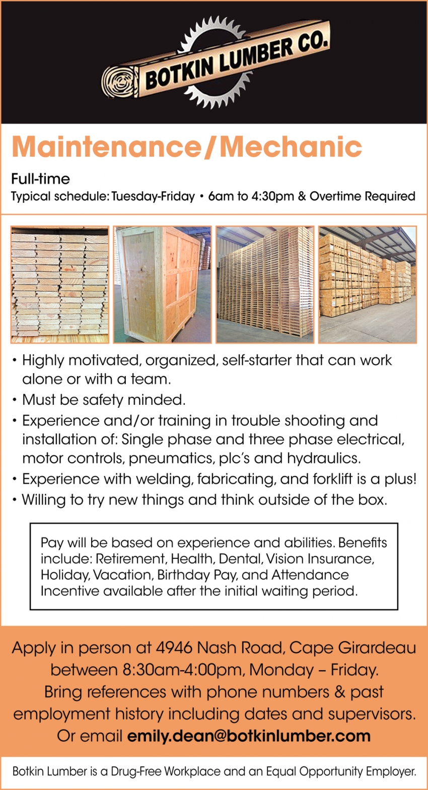 Maintenance/Mechanic, Botkin Lumber