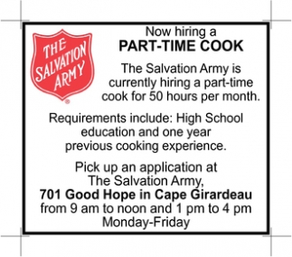 salvation army part time jobs