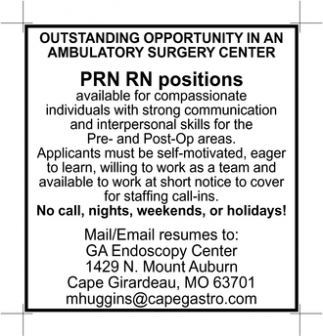 prn rn positions gastroenterology associates of southeast missouri pc what is prn nurse
