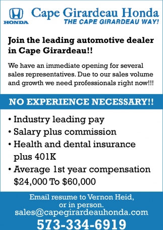 Cape Girardeau Honda >> Join The Leading Automotive Dealer In Cape Girardeau Cape Cape Girardeau Honda >> Join The Leading Automotive Dealer In Cape Girardeau Cape