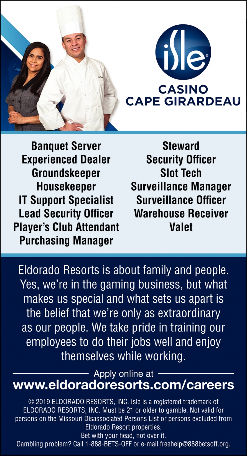 Various Job Openings, Eldorado Resorts, Inc, Boonville, MO